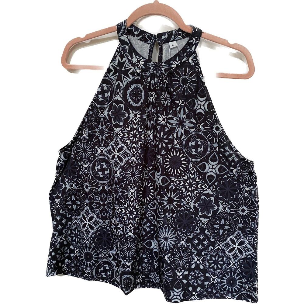 Made With Love Sleeveless Tunic Top‎ Large Geometric Design NWT Festival Concert